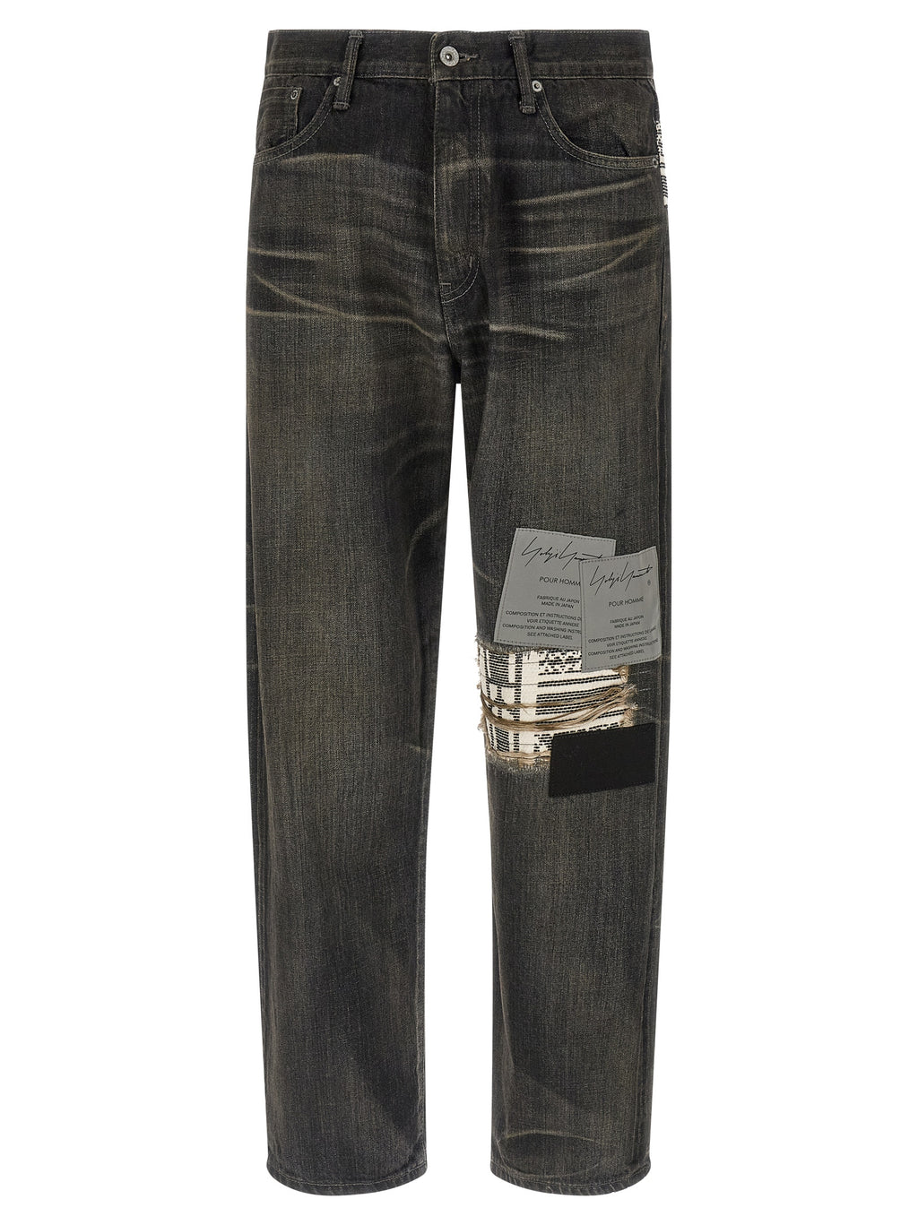 Black Cotton Tapered Jeans