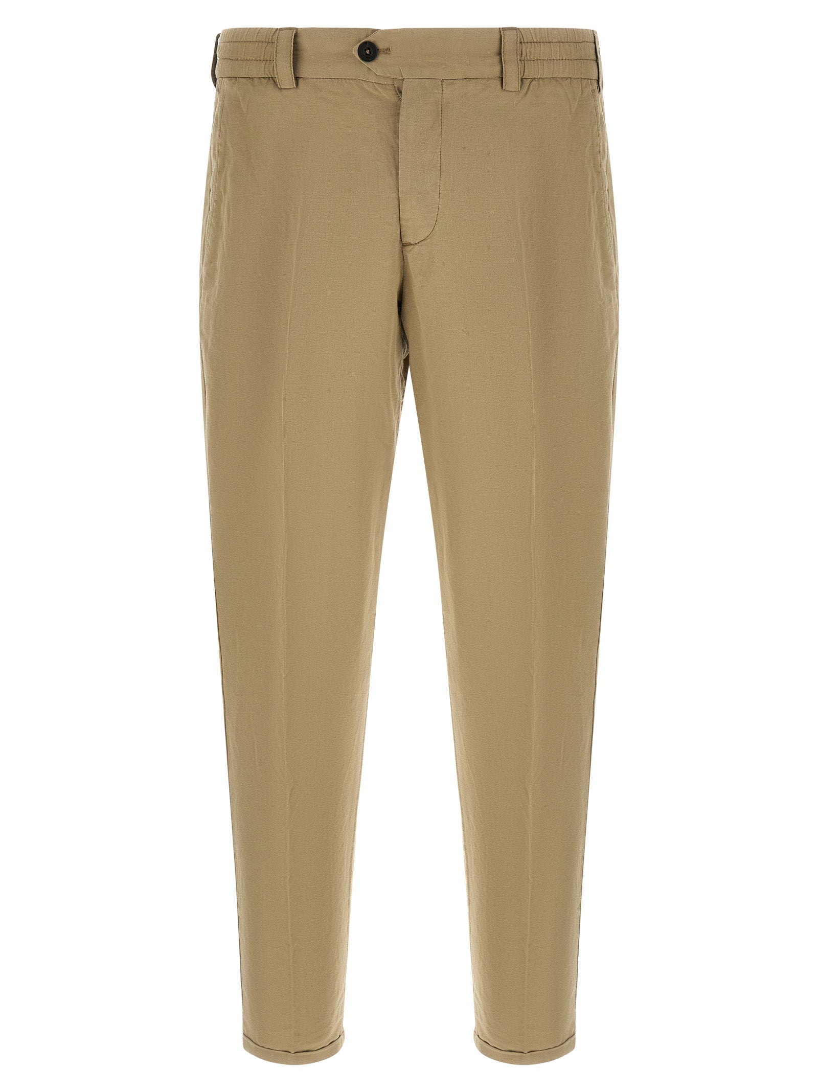 Beige Linen Casual Pants