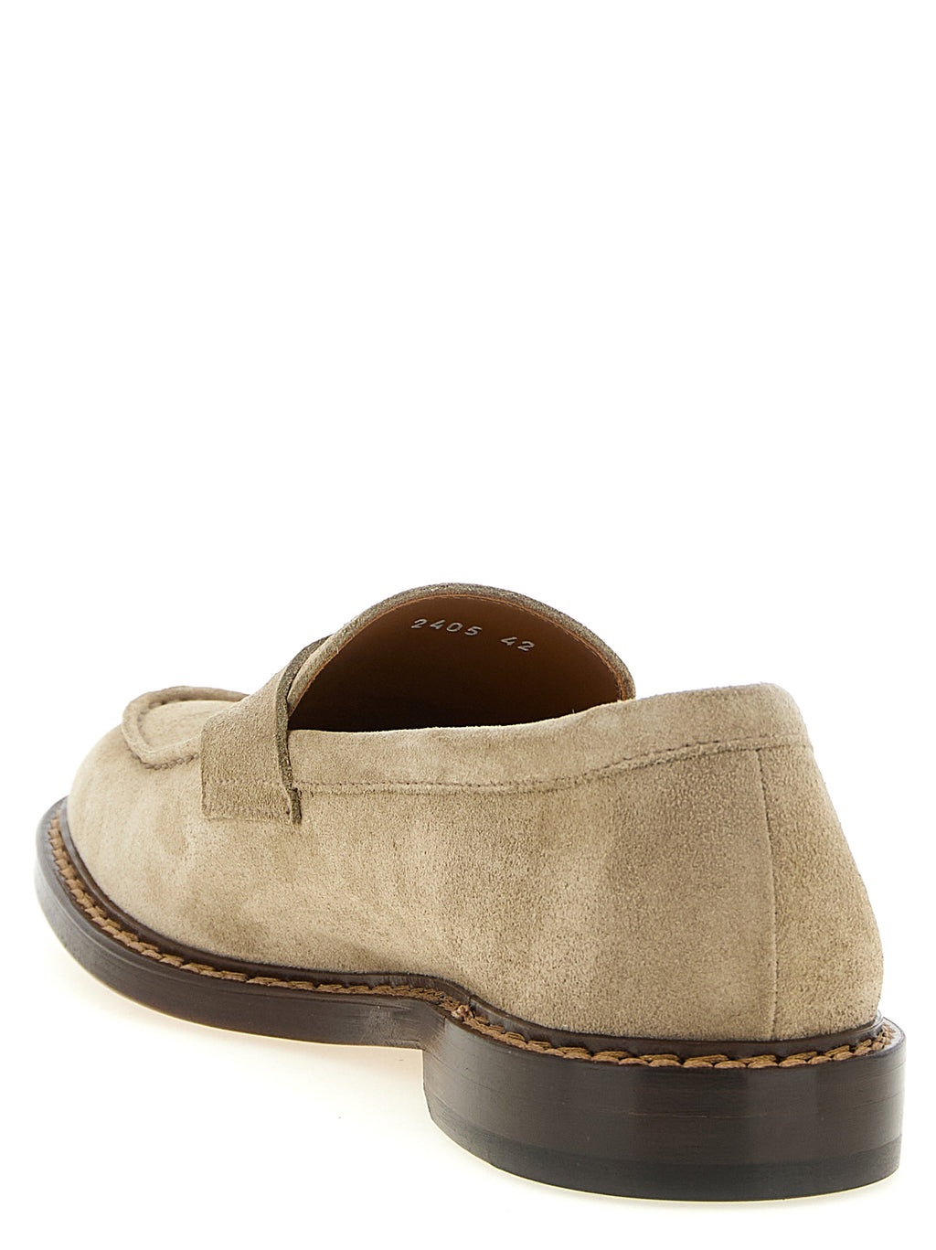 Beige Calfskin Slip-On Loafers