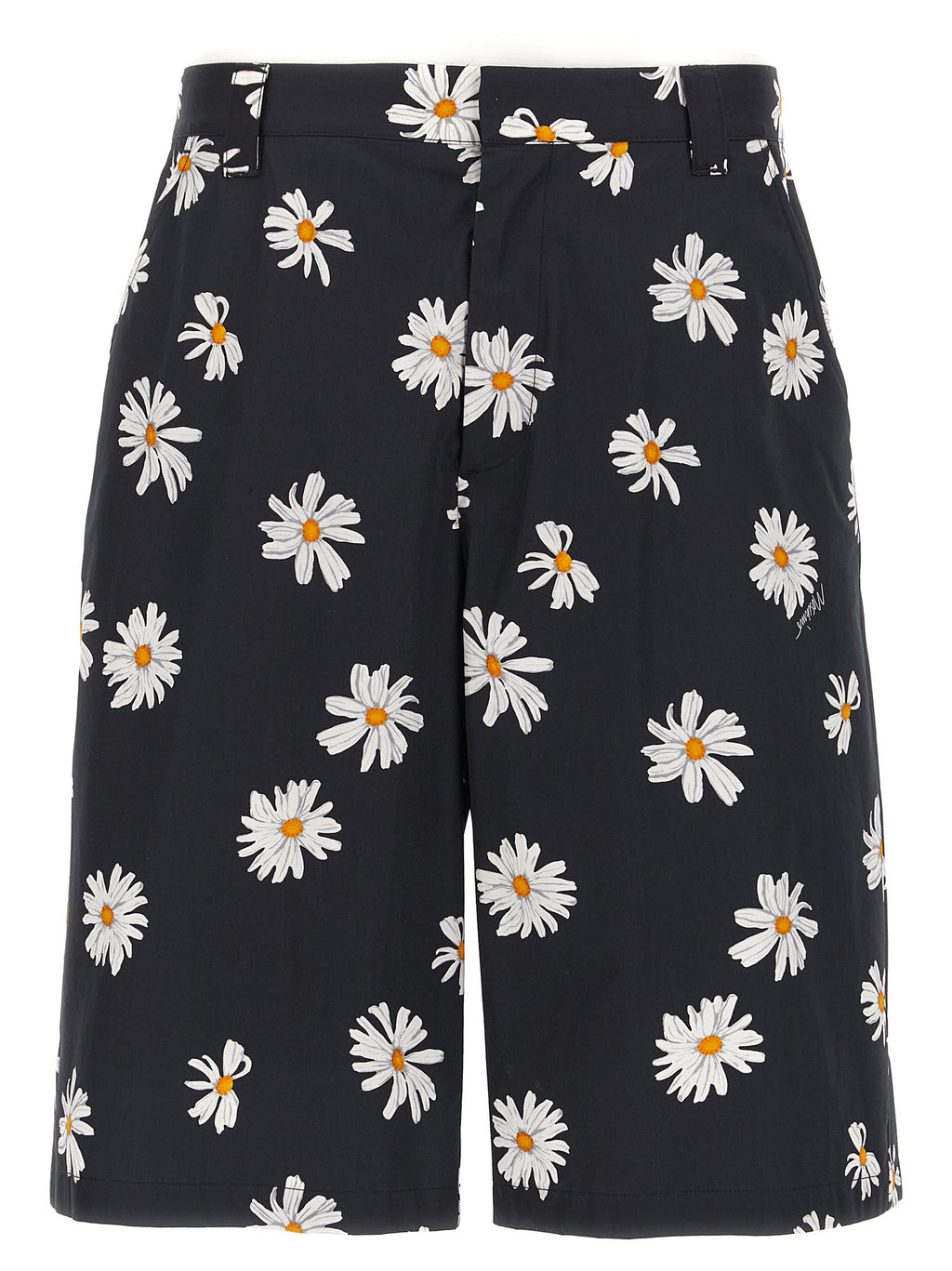 Black Cotton Bermuda Shorts