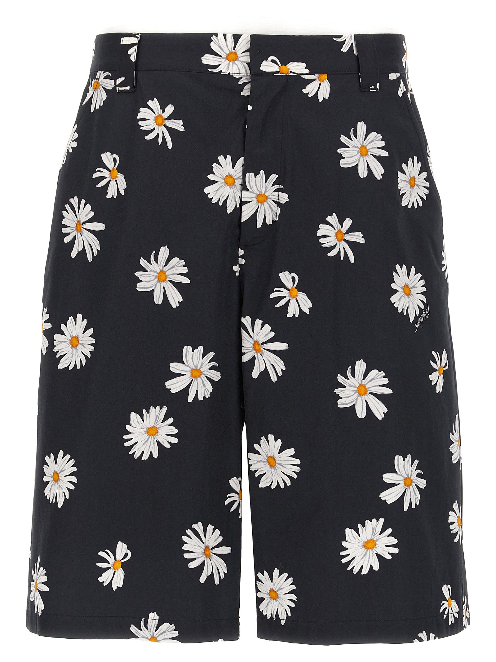 Black Cotton Bermuda Shorts
