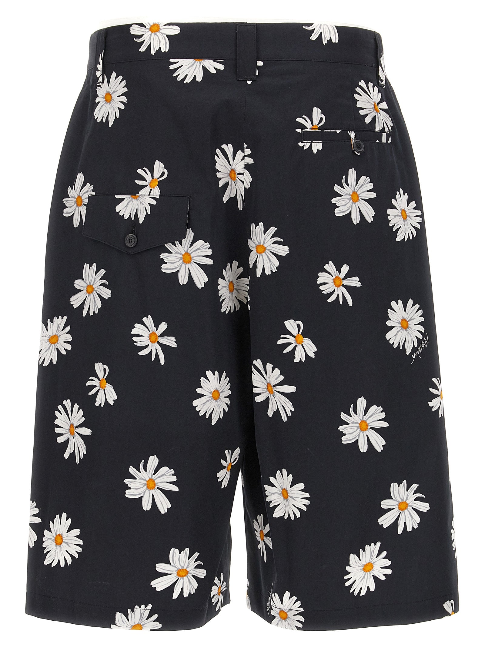 Black Cotton Bermuda Shorts