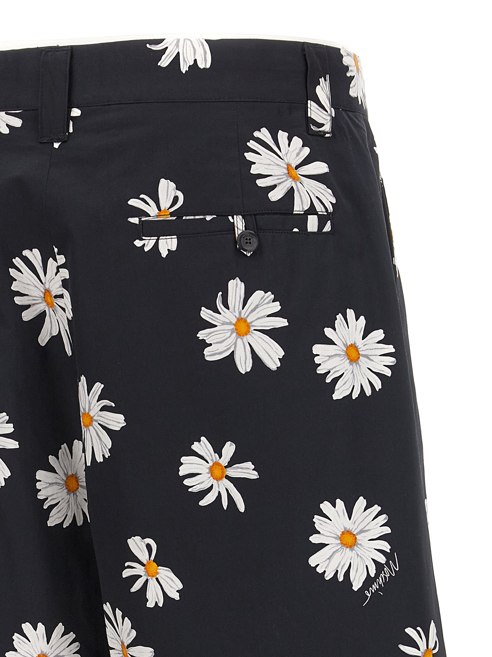 Black Cotton Bermuda Shorts