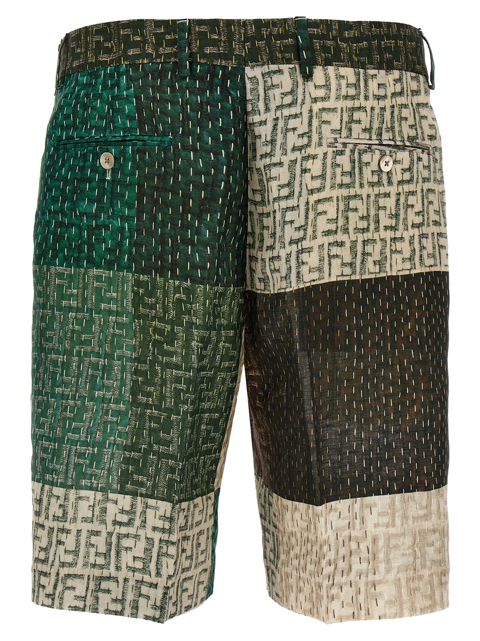 Multicolor Linen Bermuda Shorts