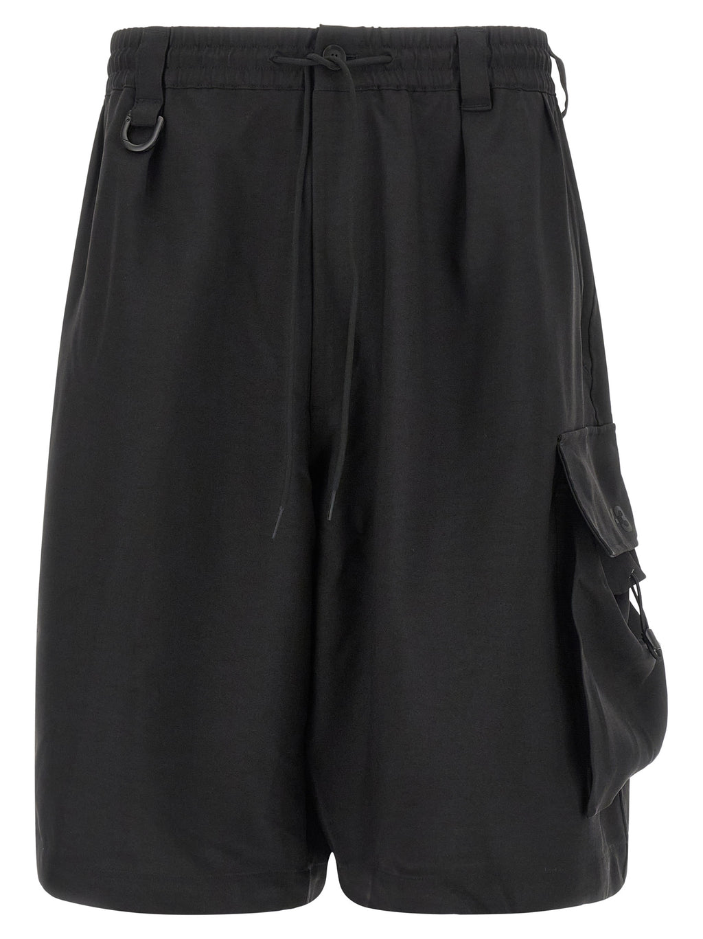 Black Polyester Bermuda Shorts