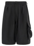 Black Polyester Bermuda Shorts