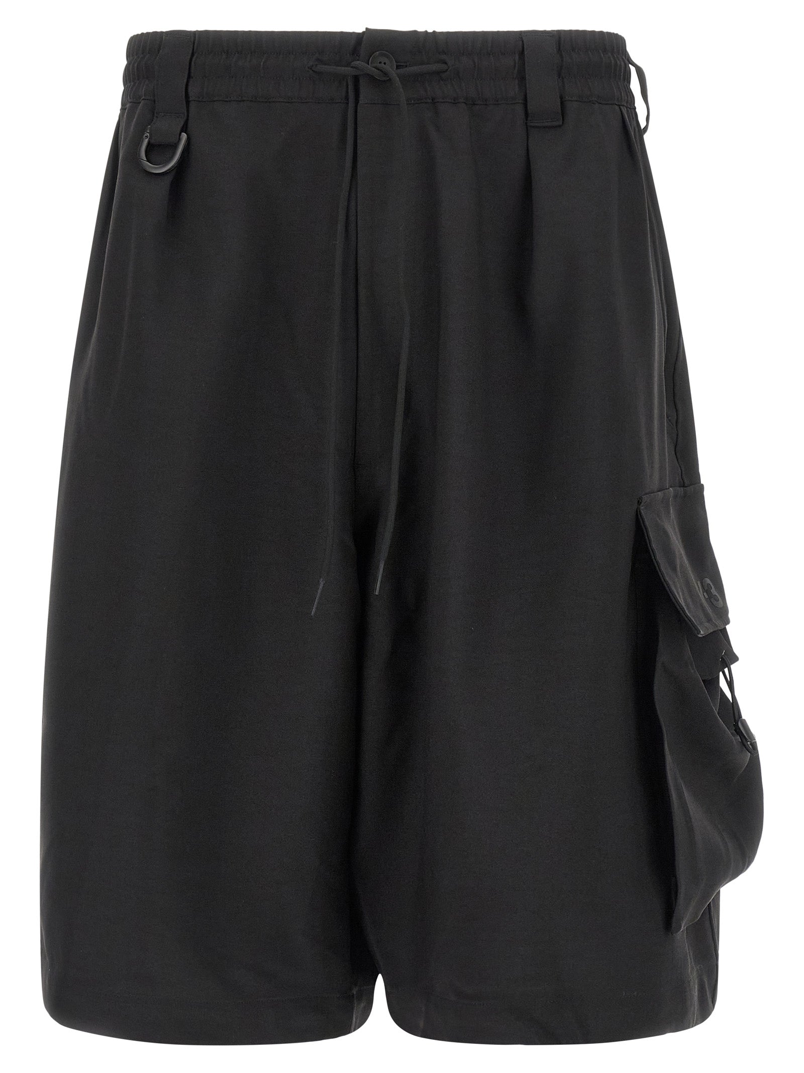 Black Polyester Bermuda Shorts