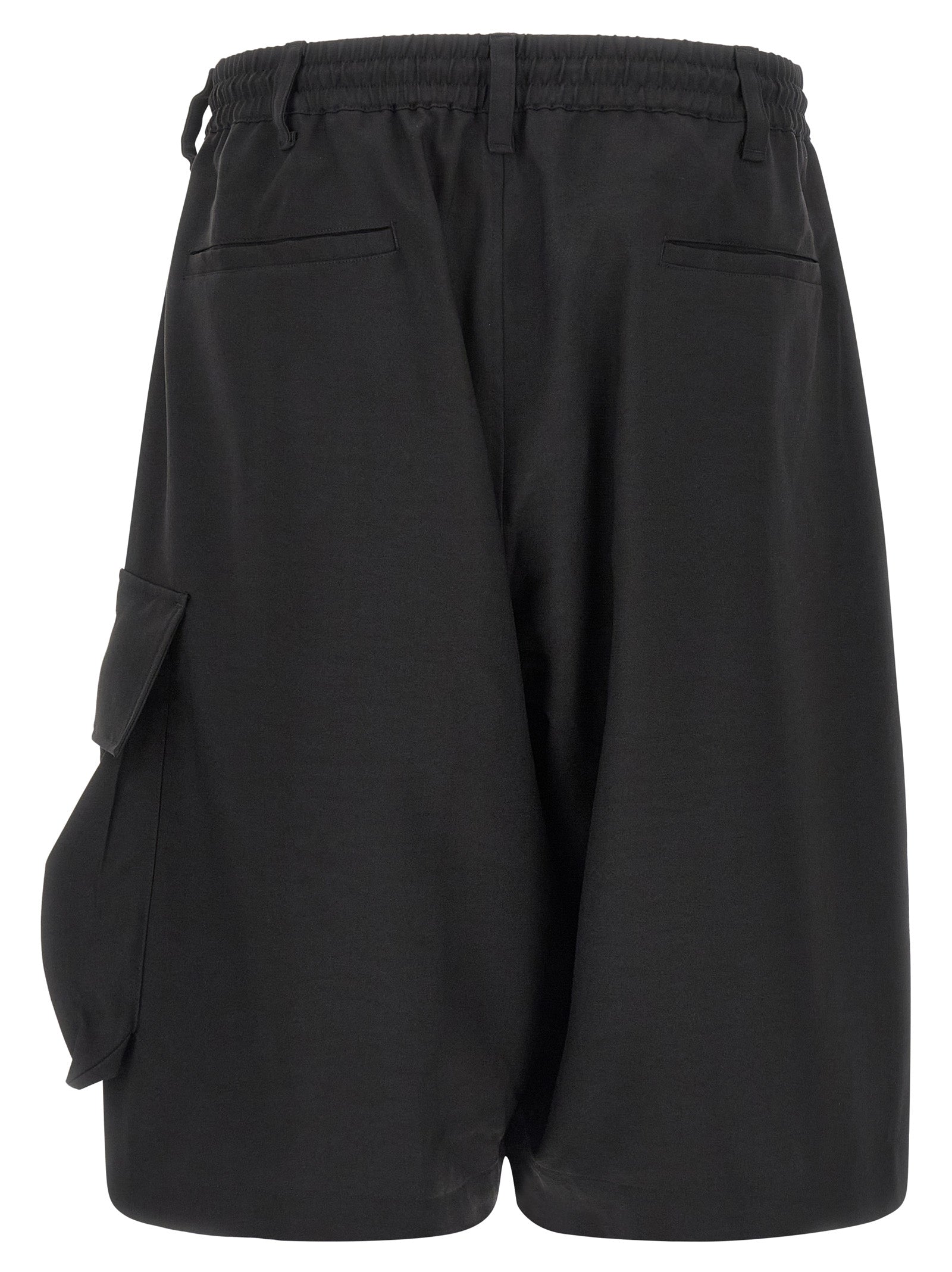 Black Polyester Bermuda Shorts