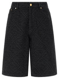 Black Cotton Bermuda Shorts