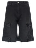 Black Cotton Bermuda Shorts