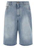 Blue Cotton Bermuda Shorts
