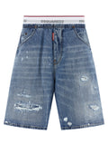 Blue Cotton Bermuda Shorts
