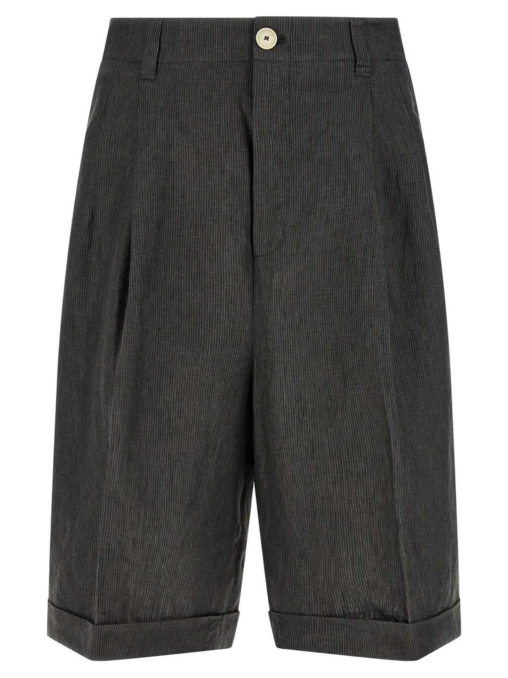 Gray Linen Bermuda Shorts
