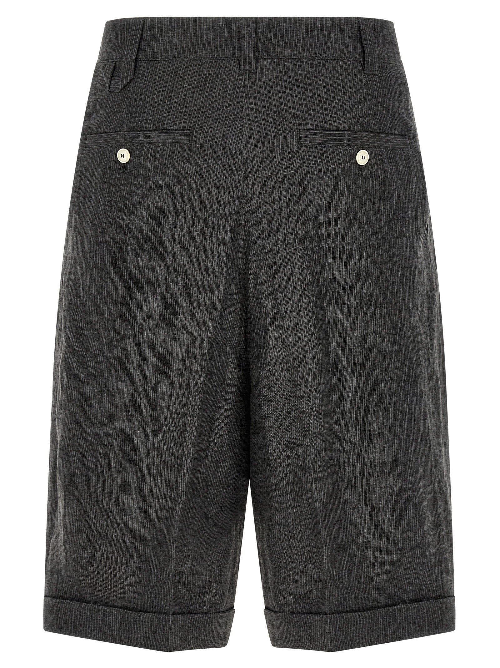 Gray Linen Bermuda Shorts