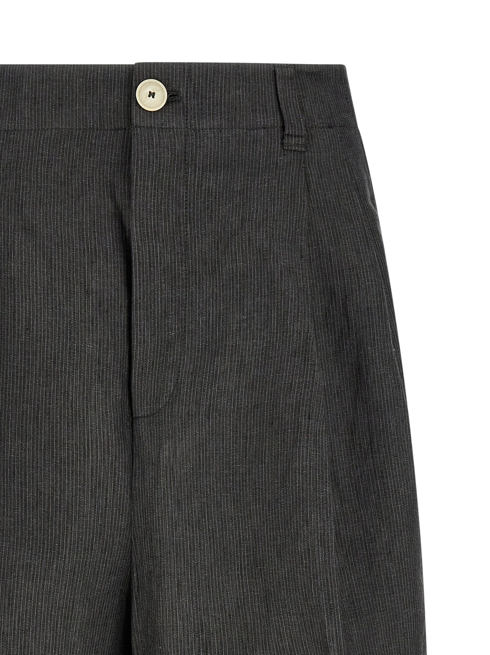 Gray Linen Bermuda Shorts
