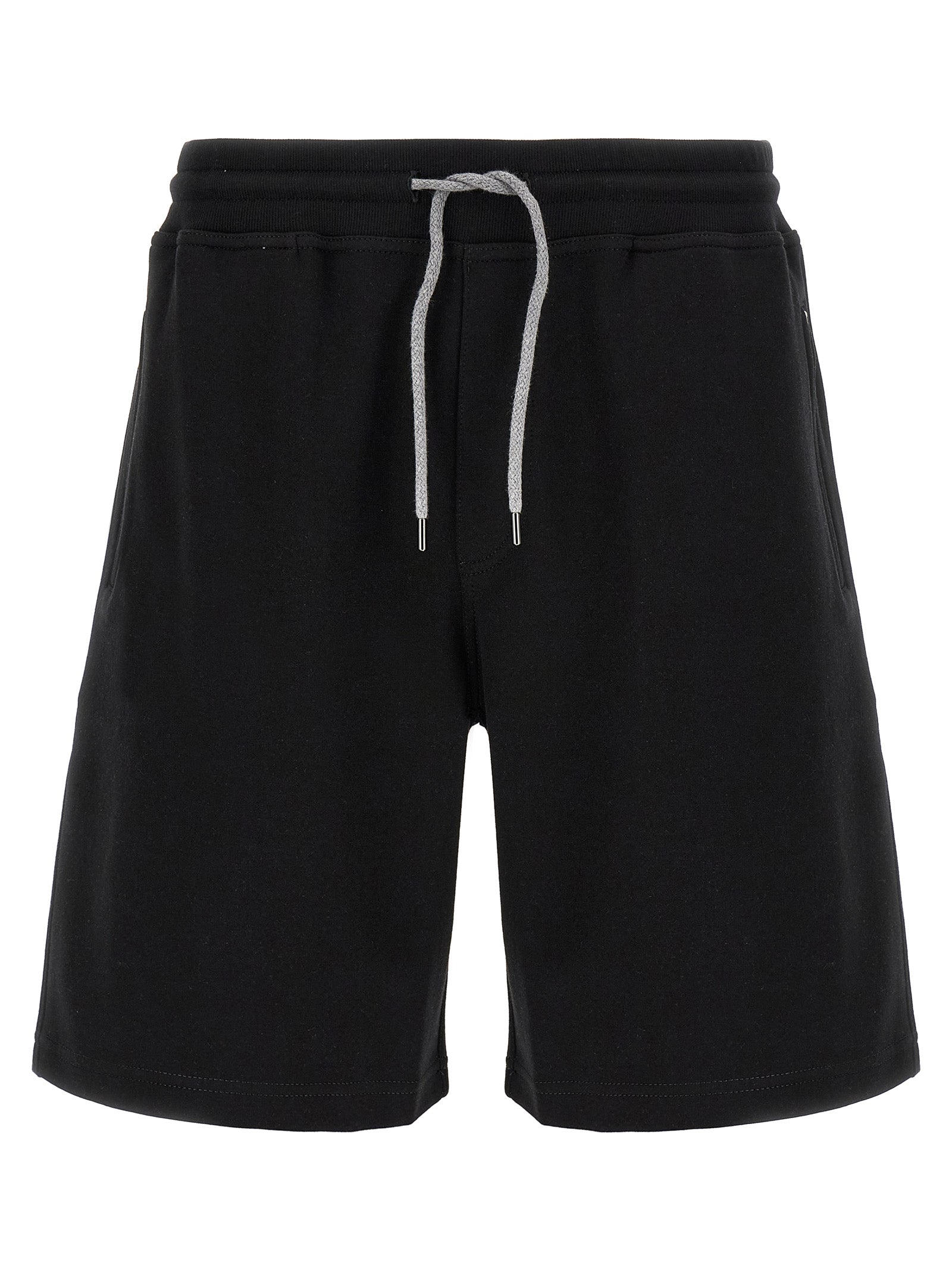 Black Cotton Bermuda Shorts