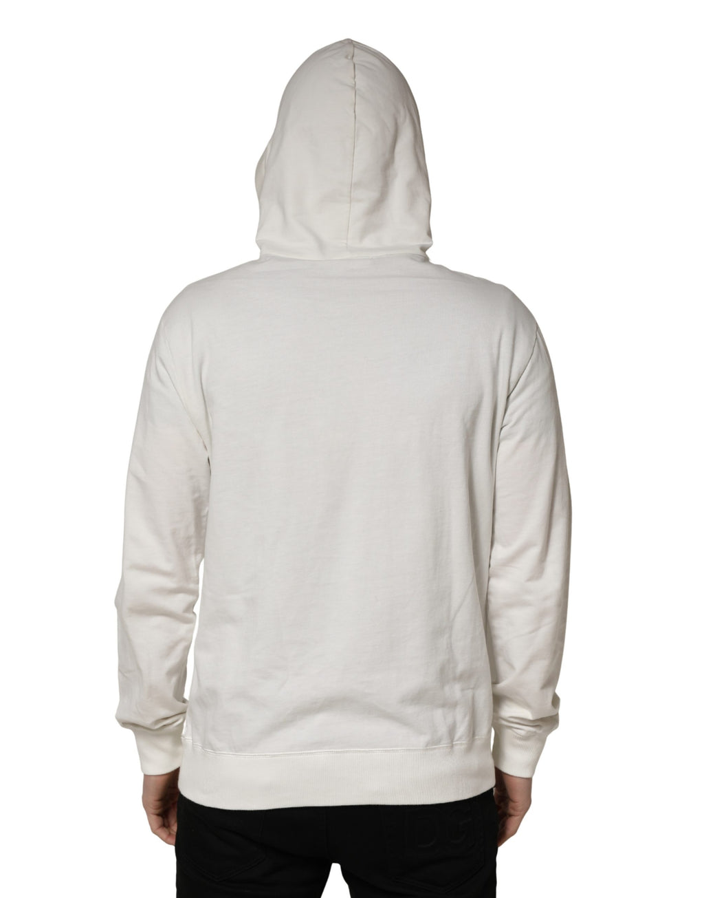 White Cotton Hooded Sweatshirt Sweater