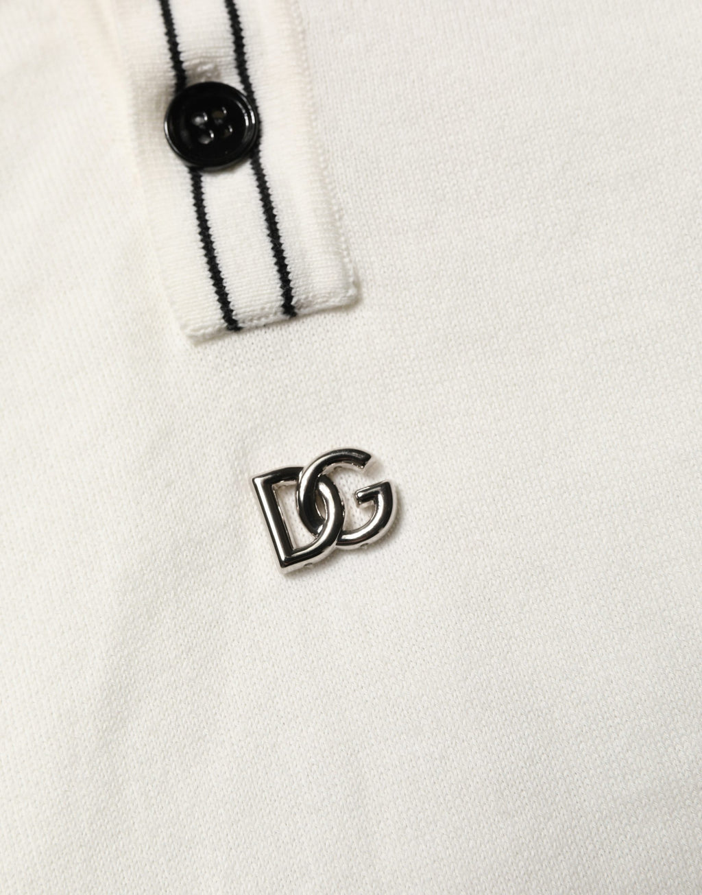 White Cotton Blend Men Polo Pullover Sweater