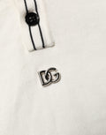 White Cotton Blend Men Polo Pullover Sweater