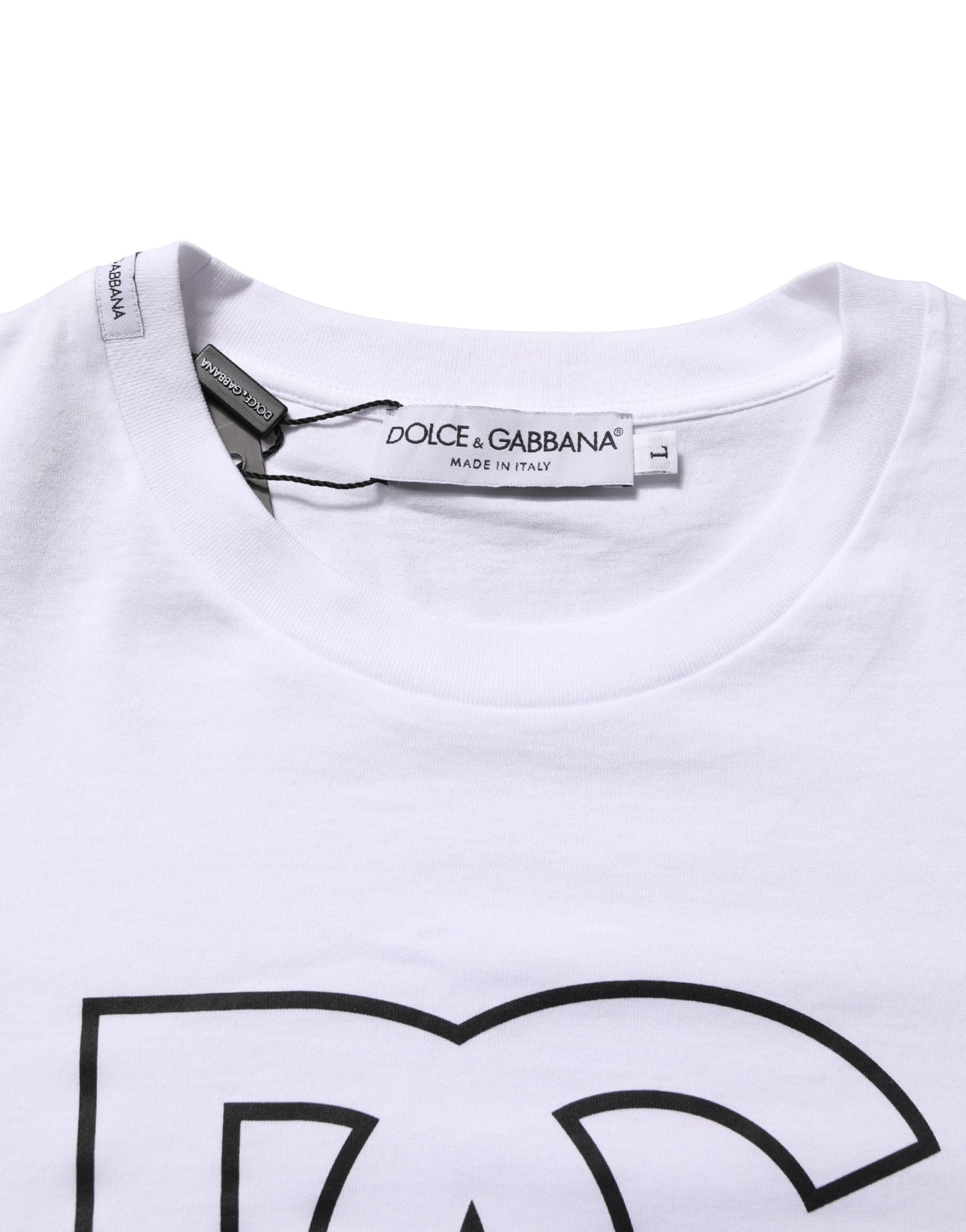 White DG Logo Print Short Sleeves Men T-shirt