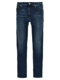 Blue Cotton Straight-Leg Jeans