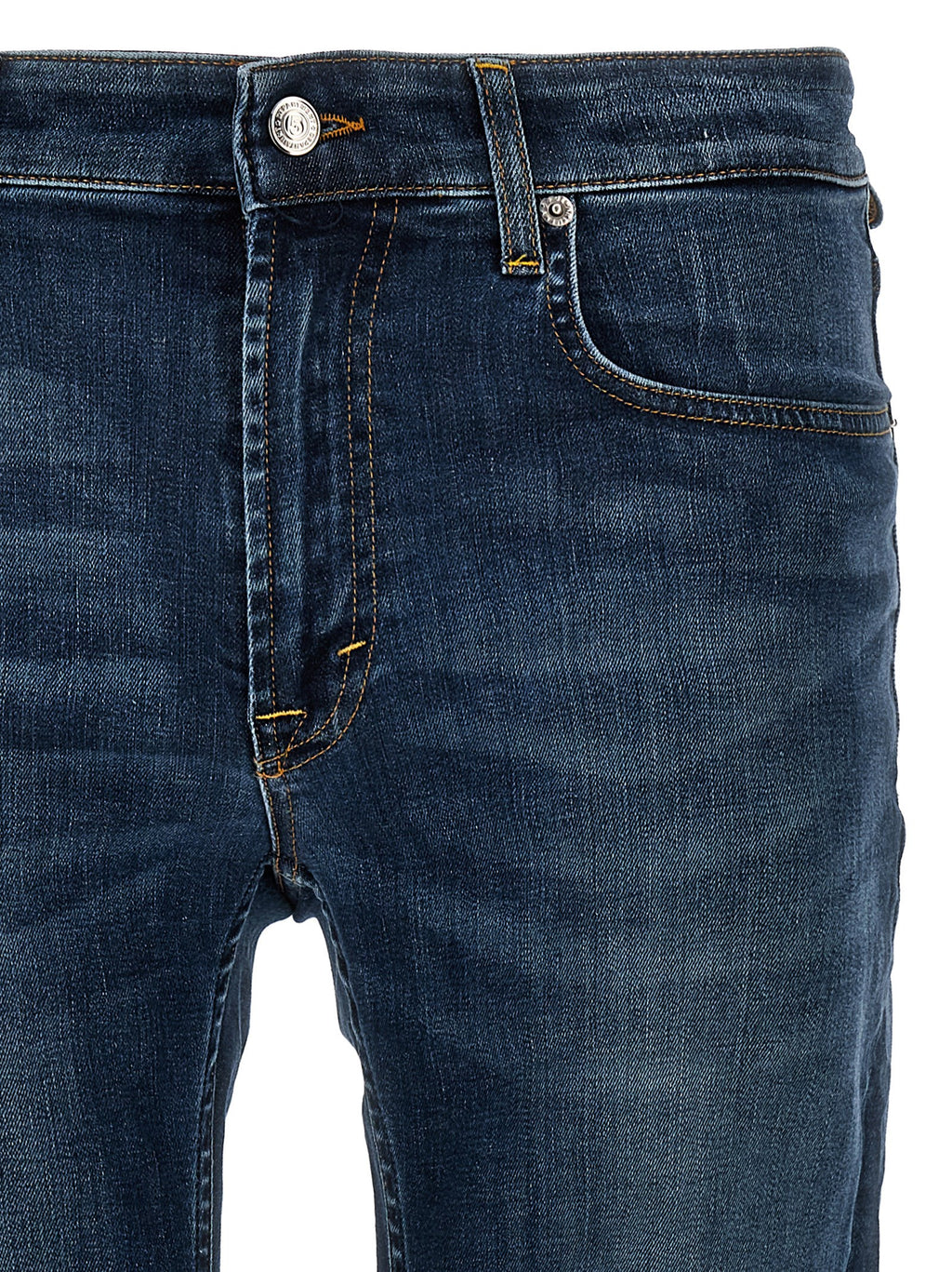 Blue Cotton Straight-Leg Jeans