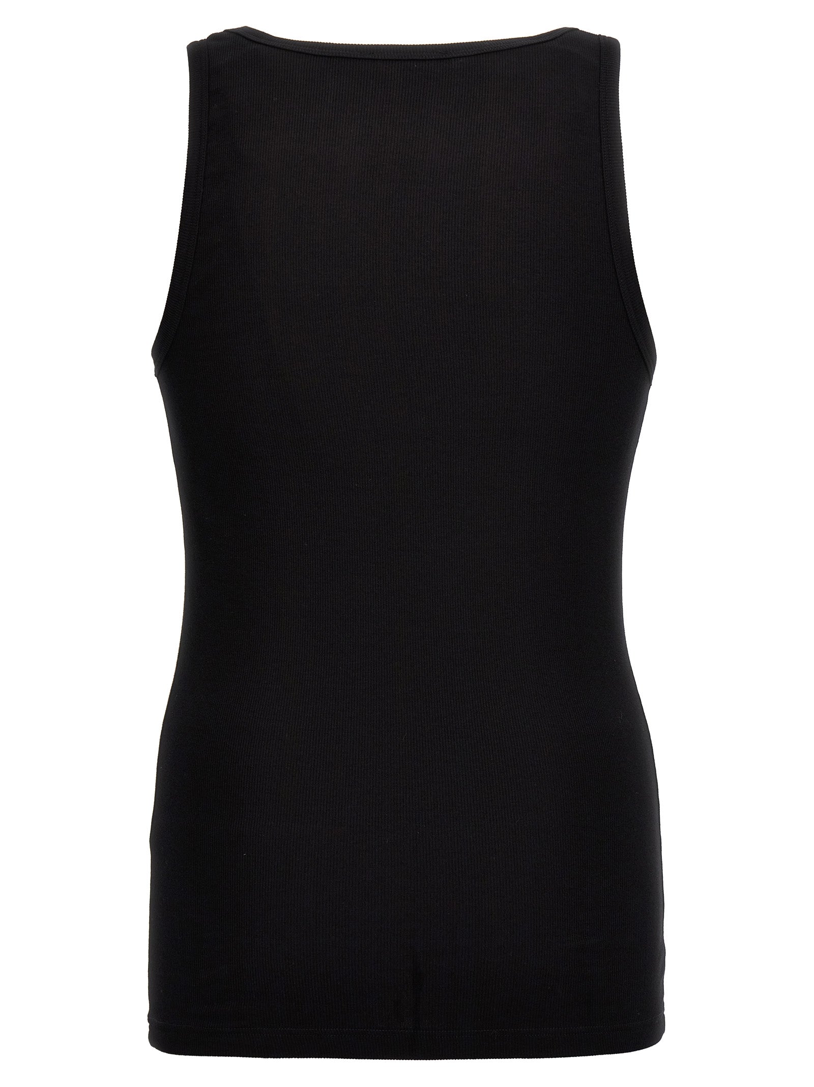Black Cotton Sleeveles T-Shirt