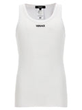 White Cotton Sleeveles T-Shirt