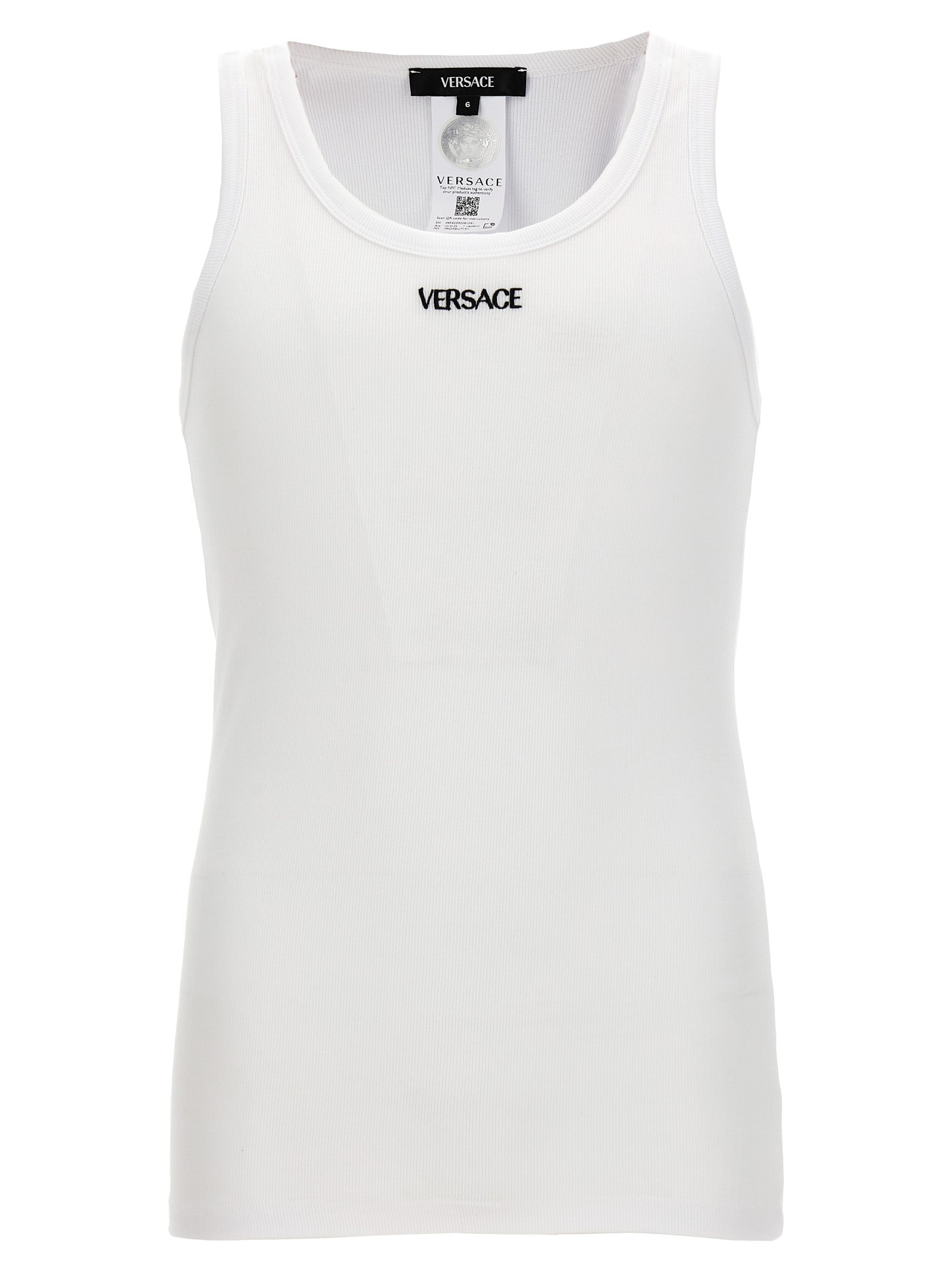 White Cotton Sleeveles T-Shirt