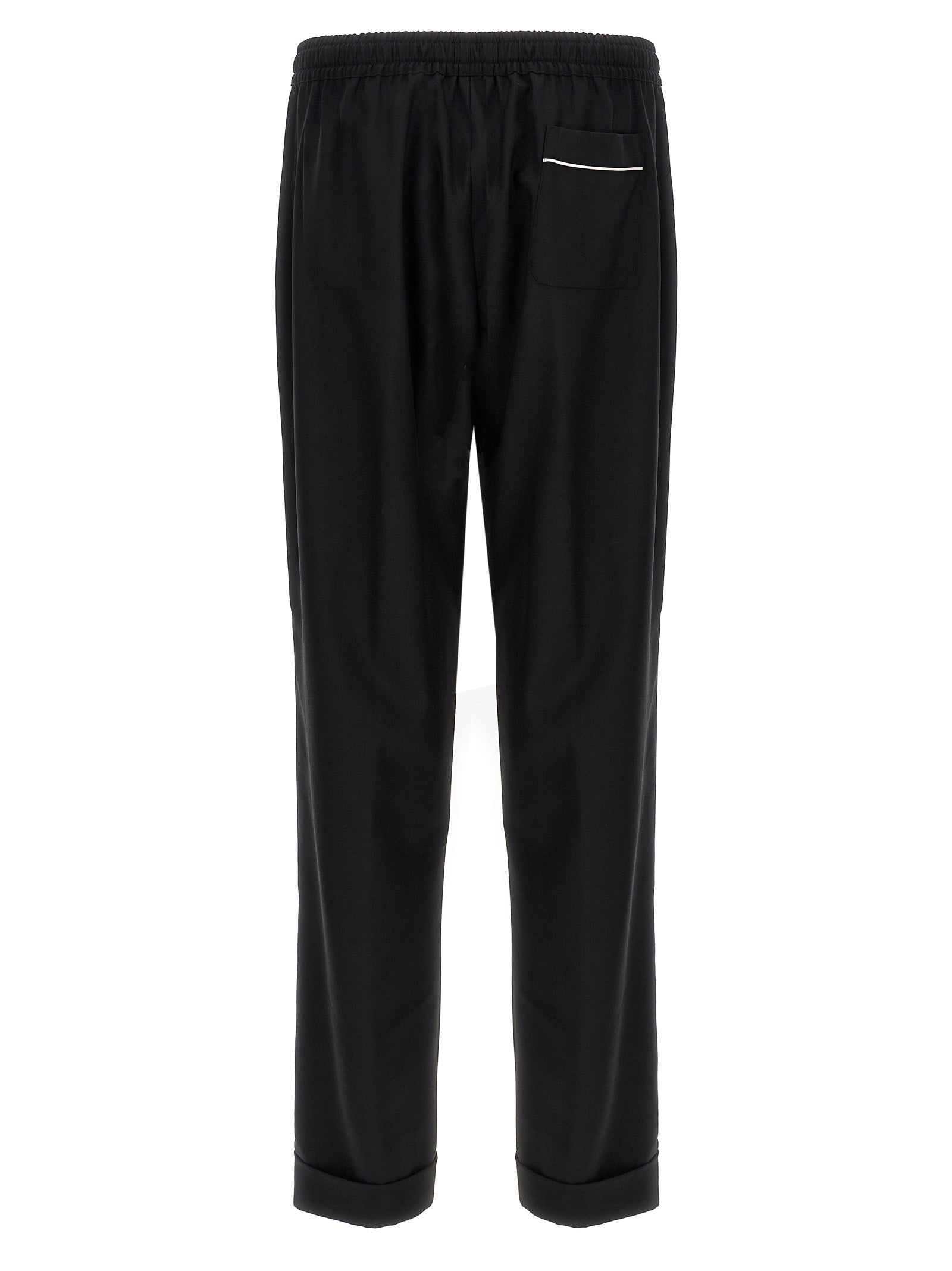 Black Virgin Wool Casual Pants