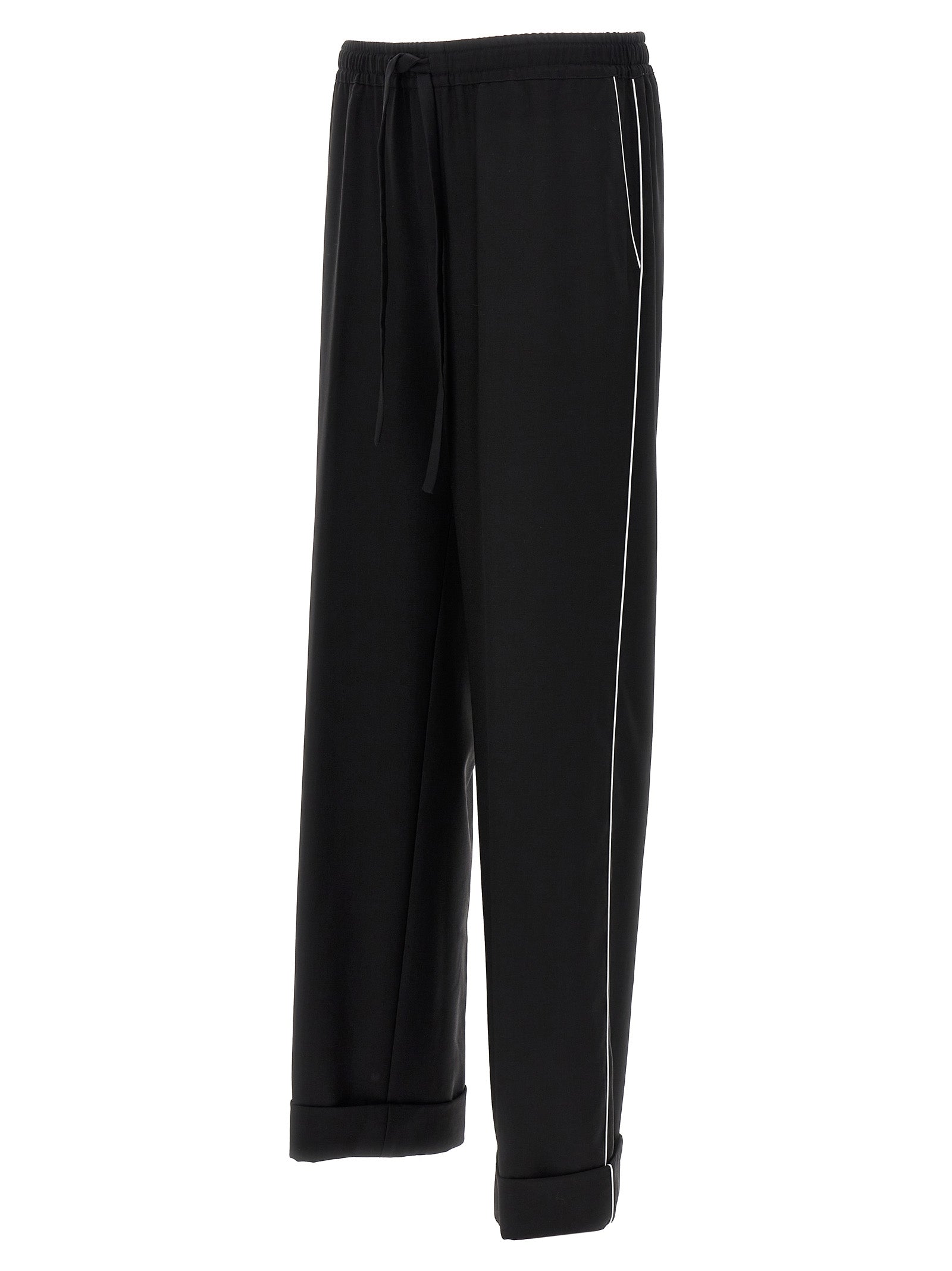 Black Virgin Wool Casual Pants
