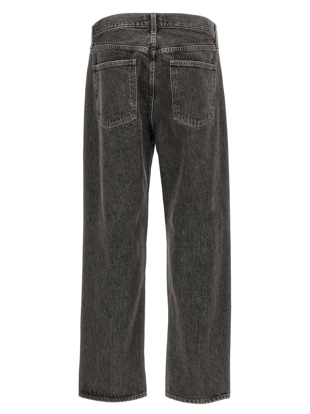 Gray Cotton Straight-Leg Jeans