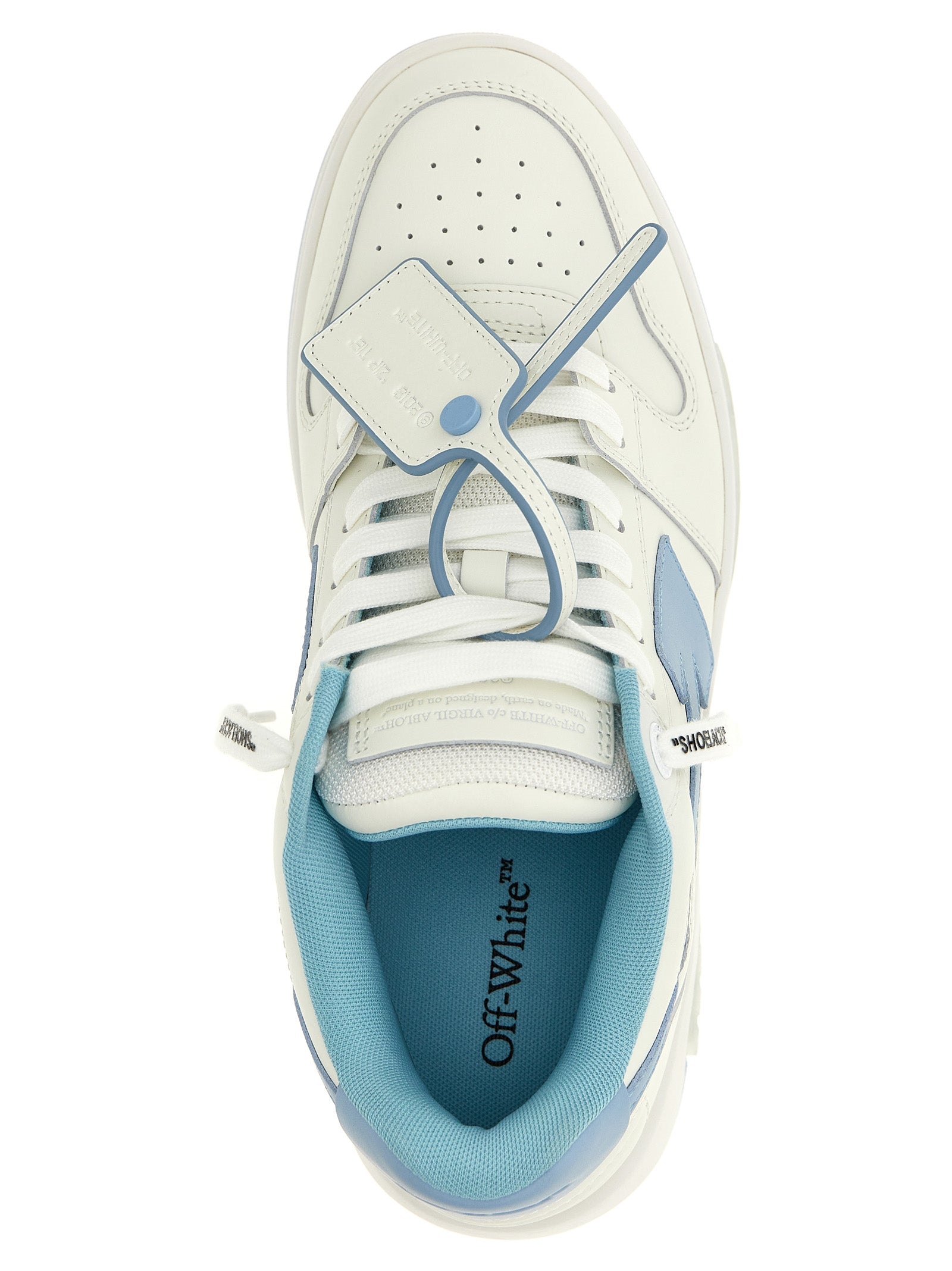 Blue Bovine Leather Low Top Sneakers