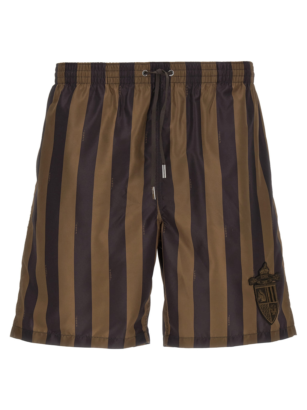 Brown Polyester Swim Shorts
