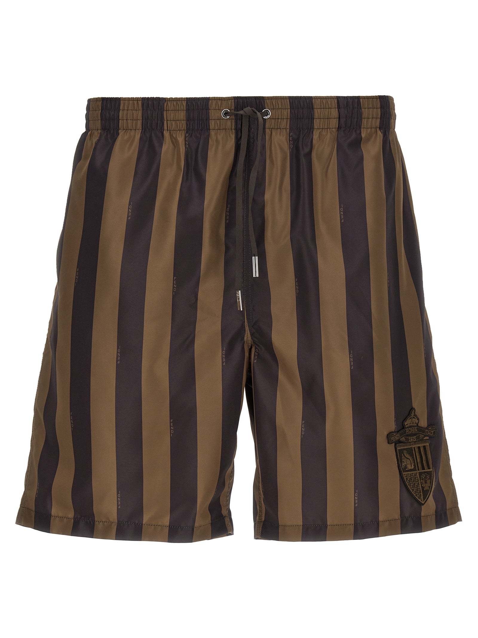 Brown Polyester Swim Shorts