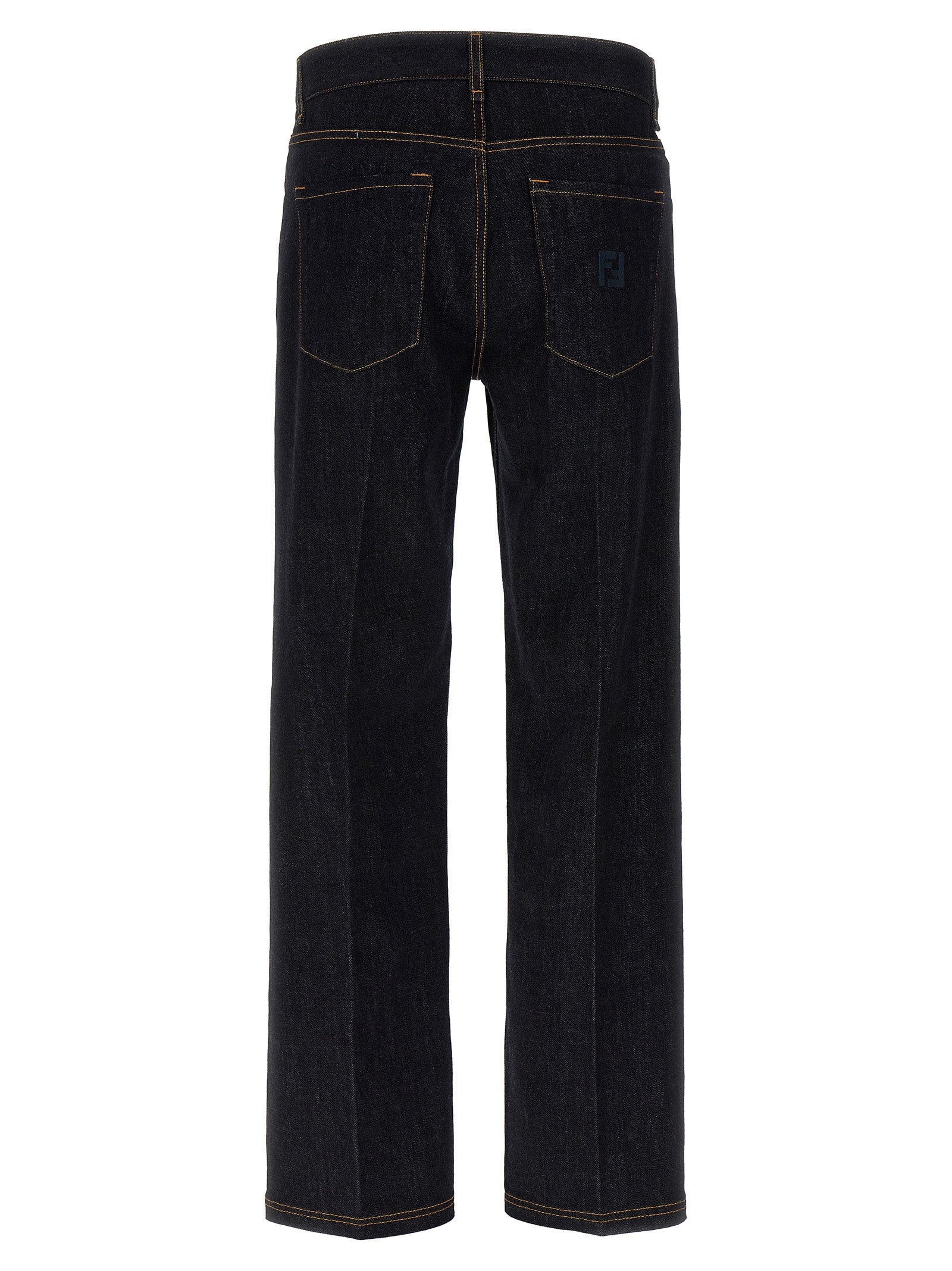 Blue Cotton Straight-Leg Jeans