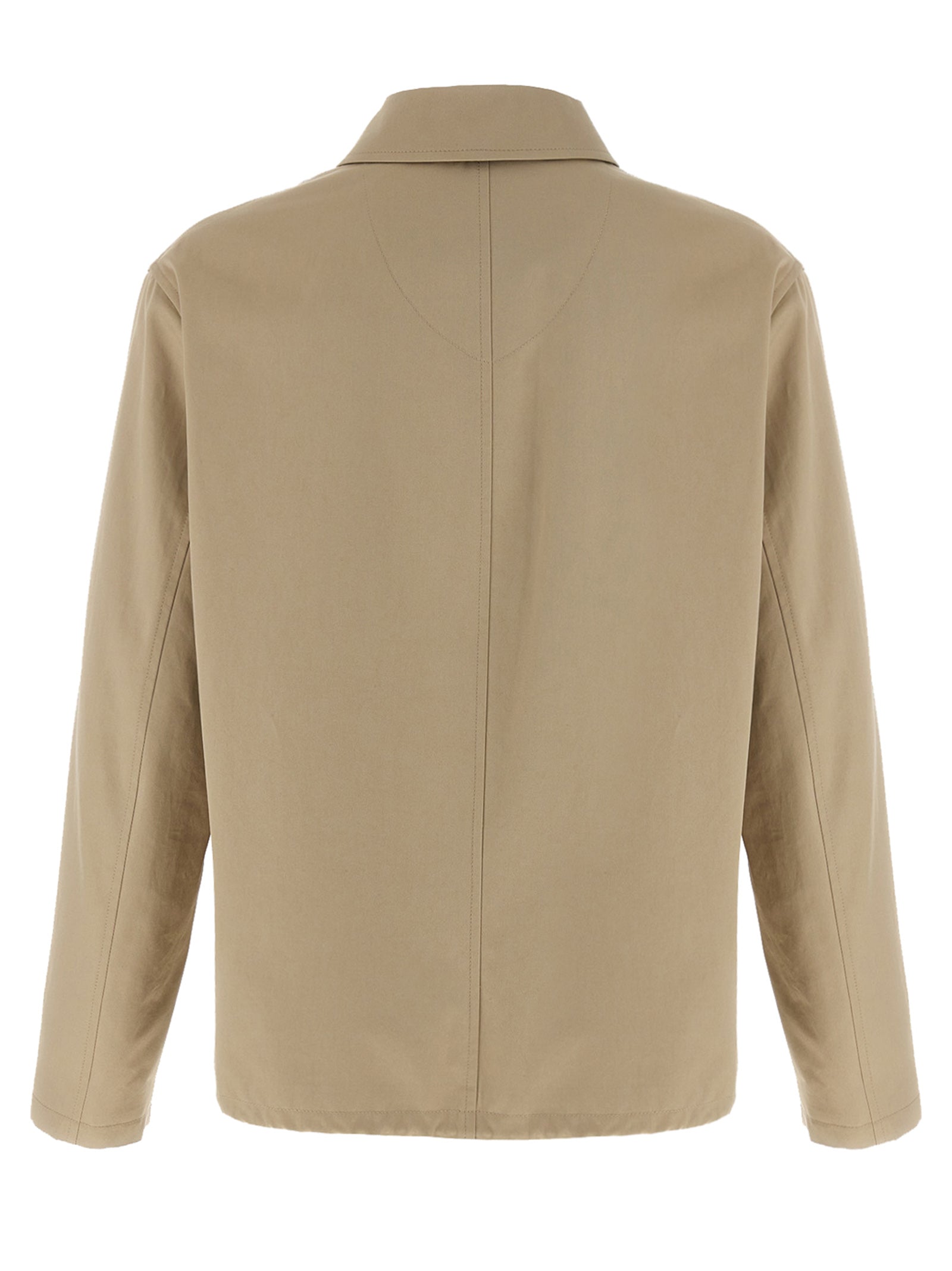 Beige Cotton Full-Length Jacket
