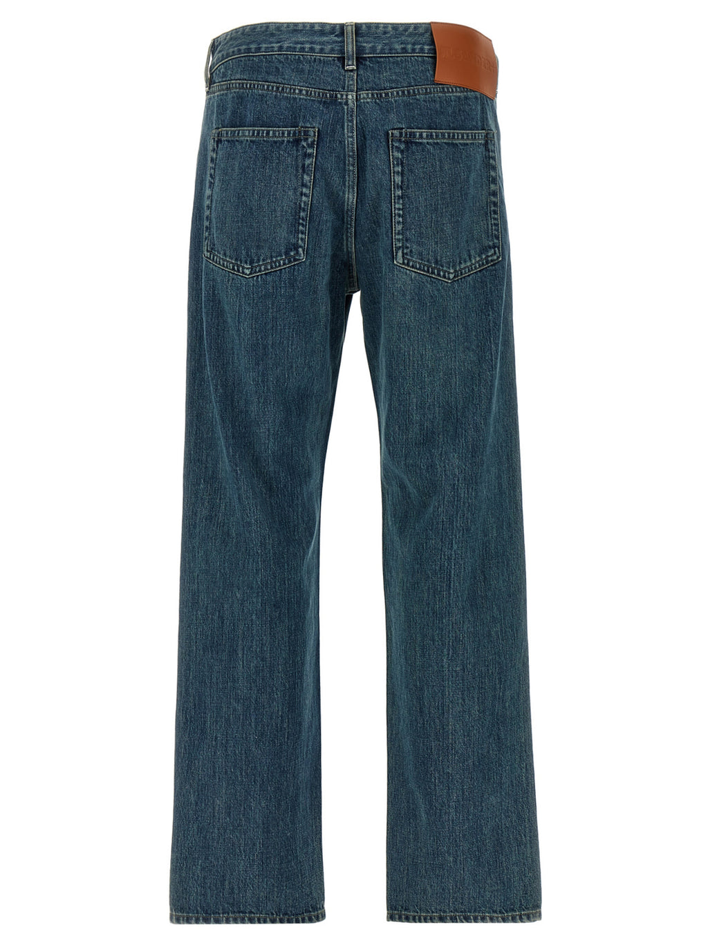 Blue Cotton Straight-Leg Jeans