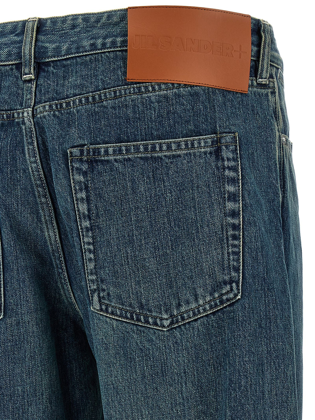 Blue Cotton Straight-Leg Jeans