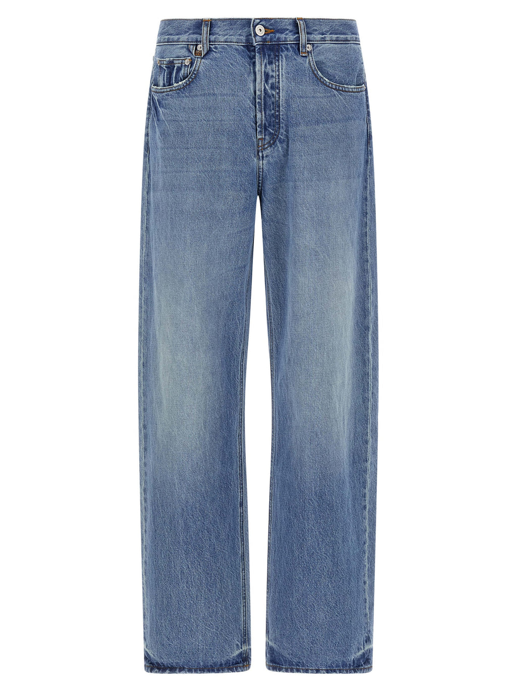 Blue Cotton Straight-Leg Jeans