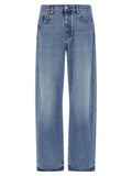 Blue Cotton Straight-Leg Jeans