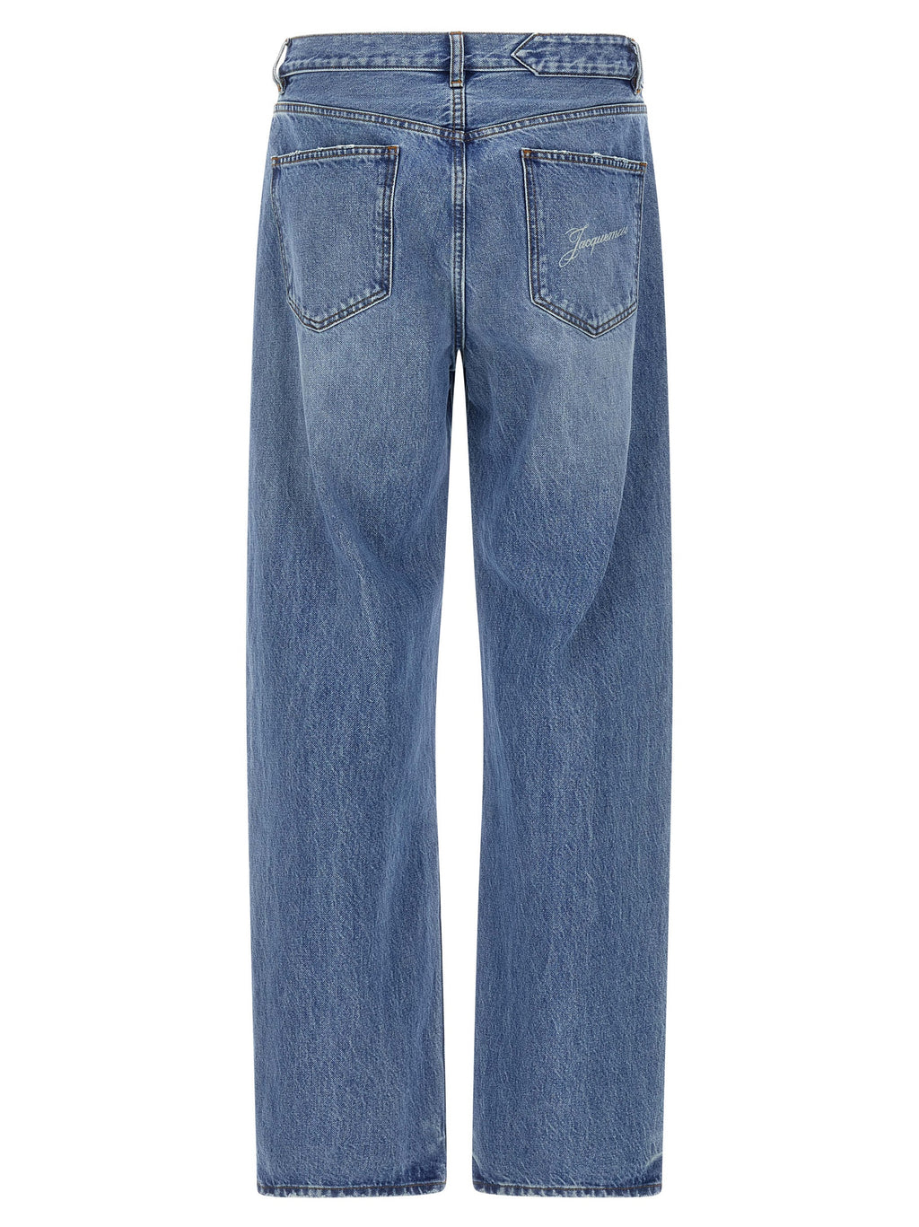 Blue Cotton Straight-Leg Jeans