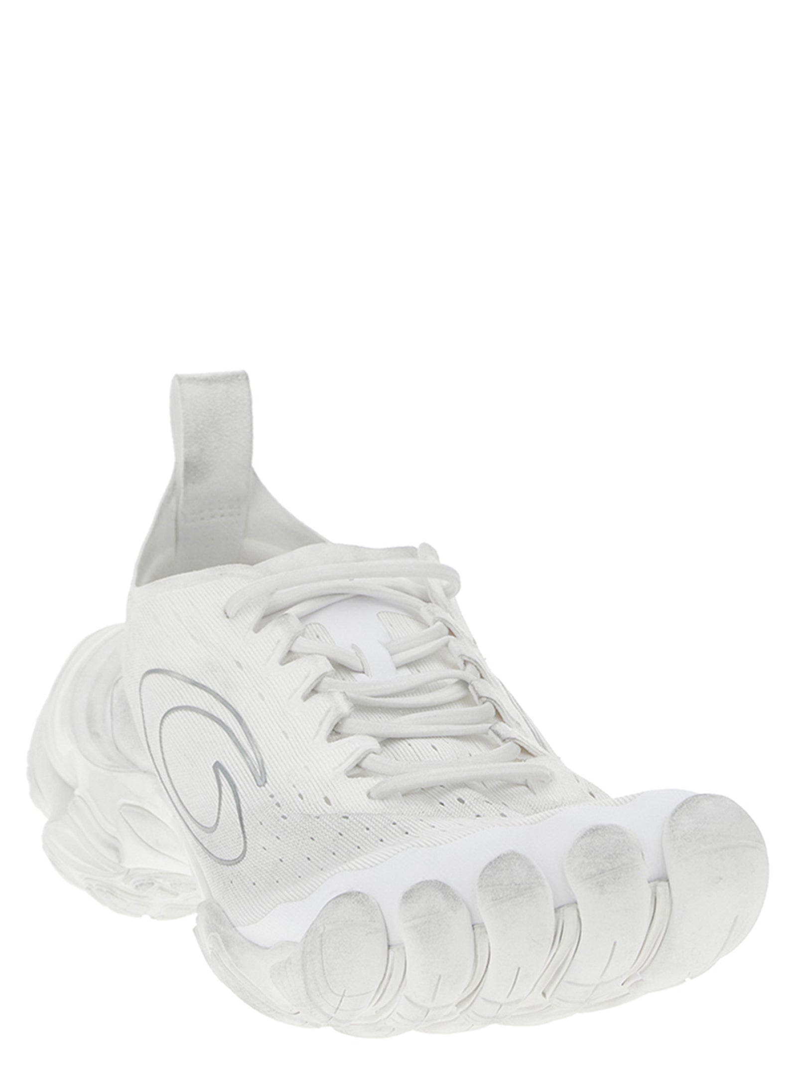 White Polyester Athletic Sneakers