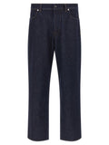 Blue Cotton Straight-Leg Jeans