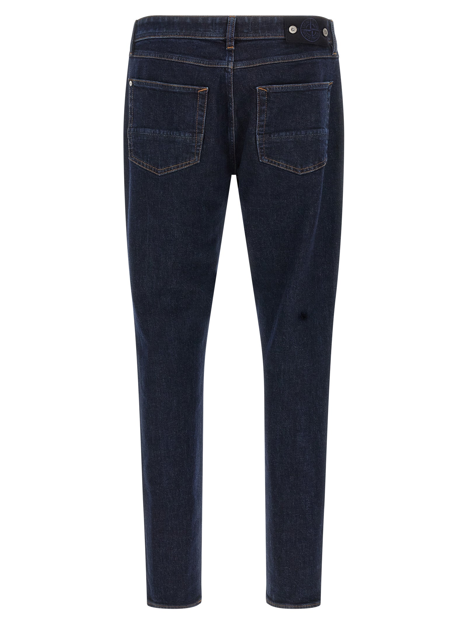 Blue Cotton Straight-Leg Jeans