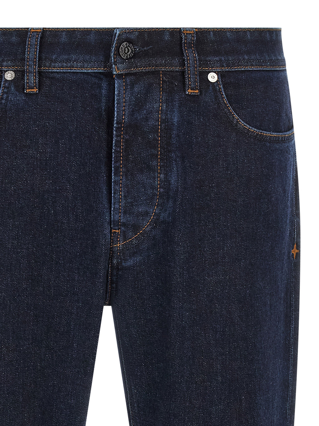 Blue Cotton Straight-Leg Jeans