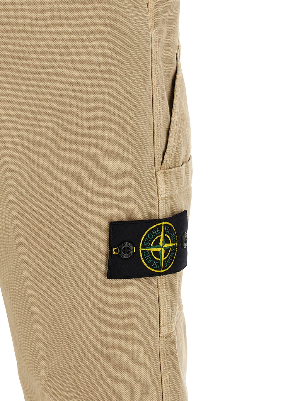 Beige Cotton Casual Pants