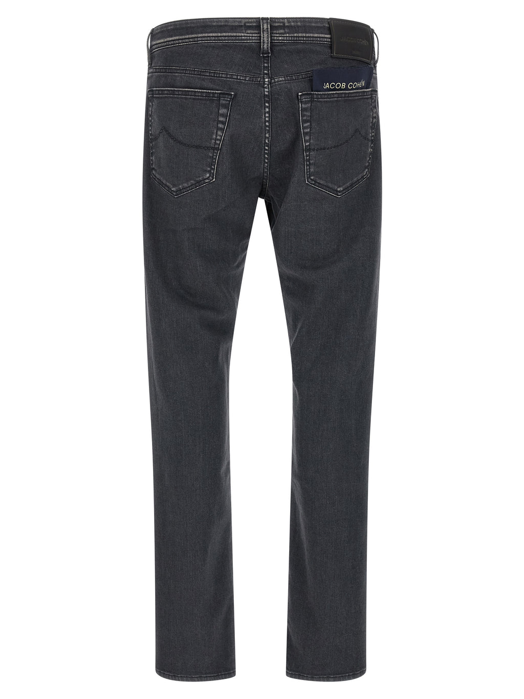 Gray Cotton Straight-Leg Jeans