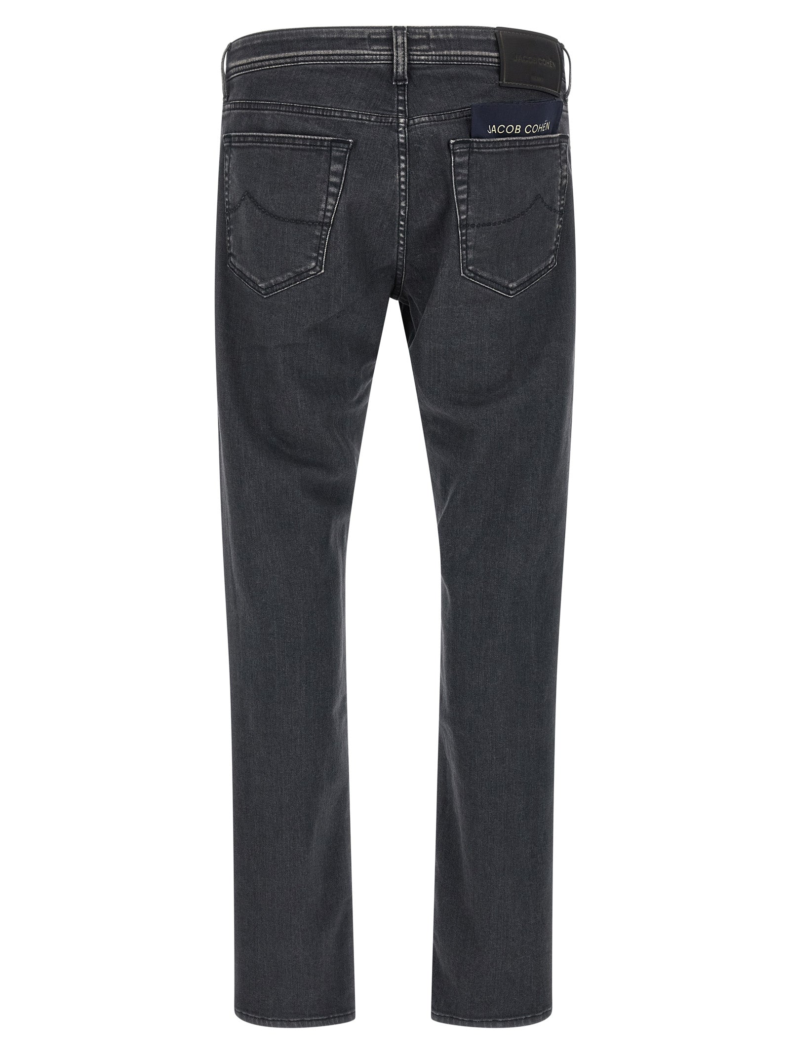 Gray Cotton Straight-Leg Jeans