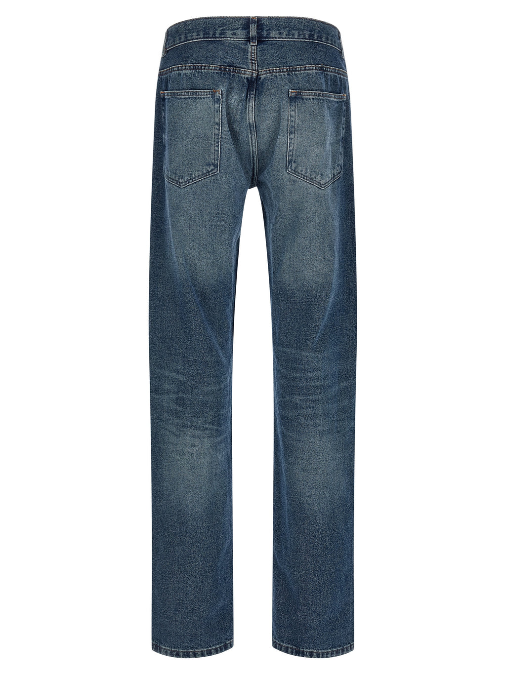 Blue Cotton Straight-Leg Jeans